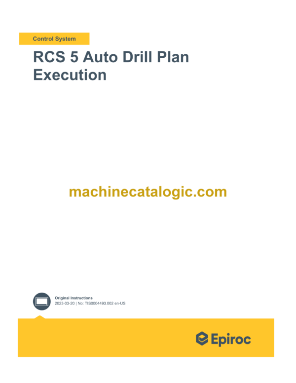 Epiroc RCS 5 Auto Drill Plan Execution Control System Manual