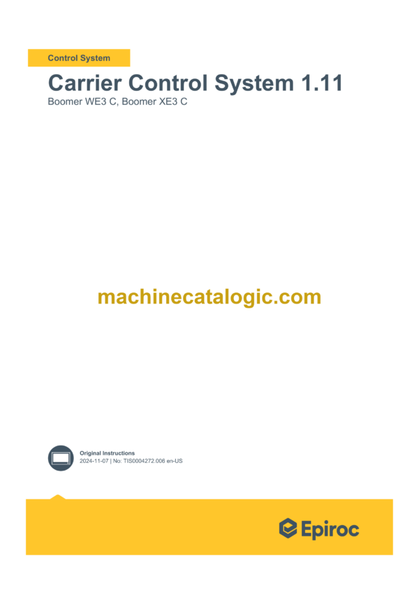 Epiroc Carrier Control System 1.11 Boomer WE3 C, Boomer XE3 C Control System Manual