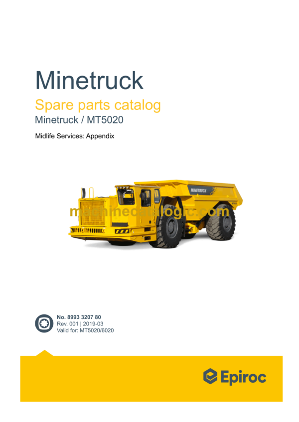 Epiroc Minetruck MT5020 Spare Parts Catalog