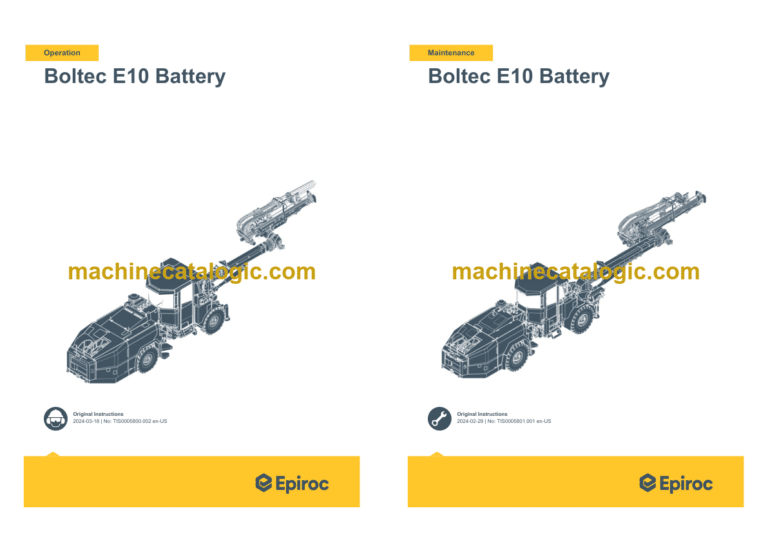 Epiroc Boltec E10 Battery Operation and Maintenance Manual
