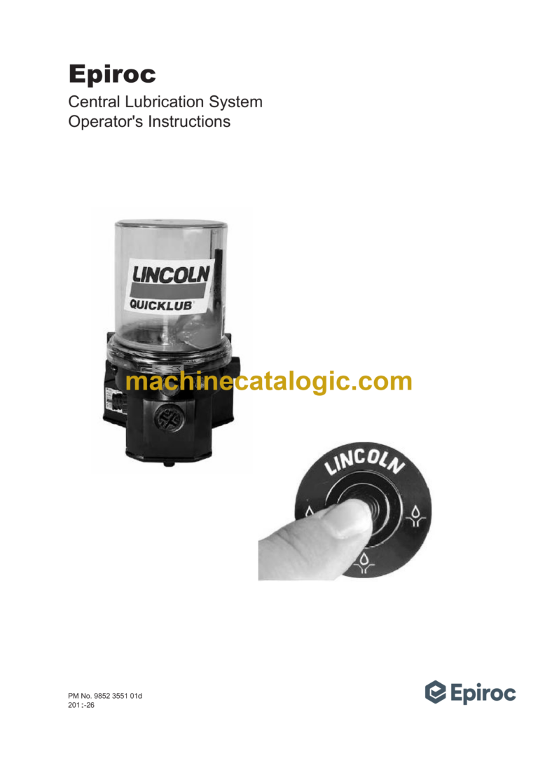 Epiroc Central Lubrication system Operation Manual