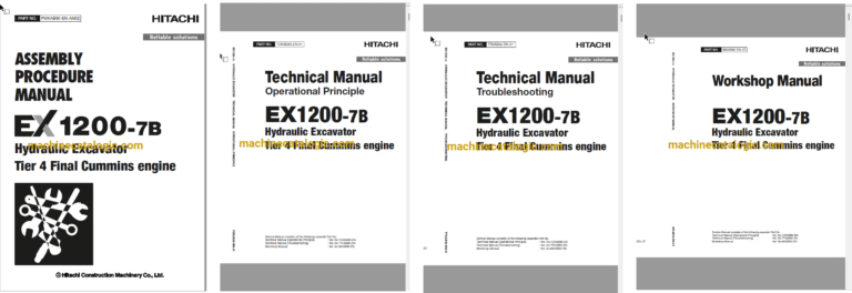Hitachi EX1200-7B Cummins FT4 Hydraulic Excavator Assembly, Technical and Workshop Manual