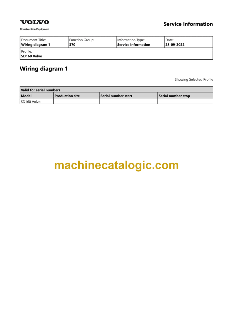 Volvo SD160 Soil Compactor Service and Repair Manual