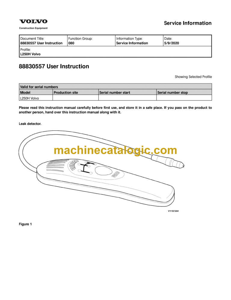 Volvo L250H Wheel Loader Service & Repair Manual