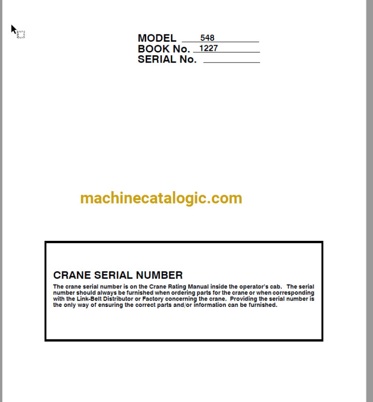 Link Belt Crane 548 Service Manual