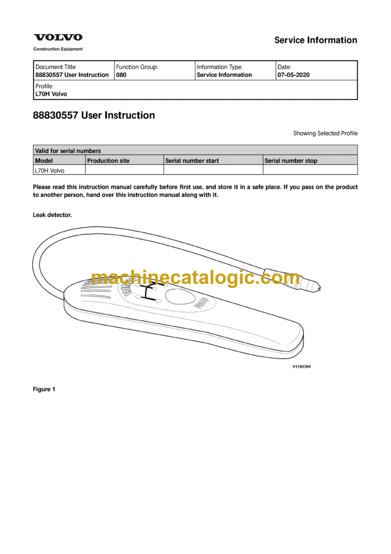 Volvo L70H Wheel Loader Service & Repair Manual