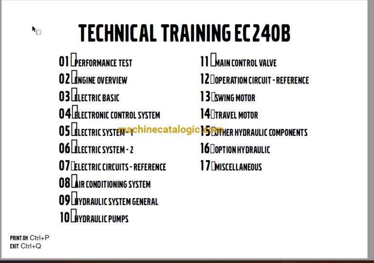 Volvo EC240B Hydraulic Crawler Excavator Technical Training