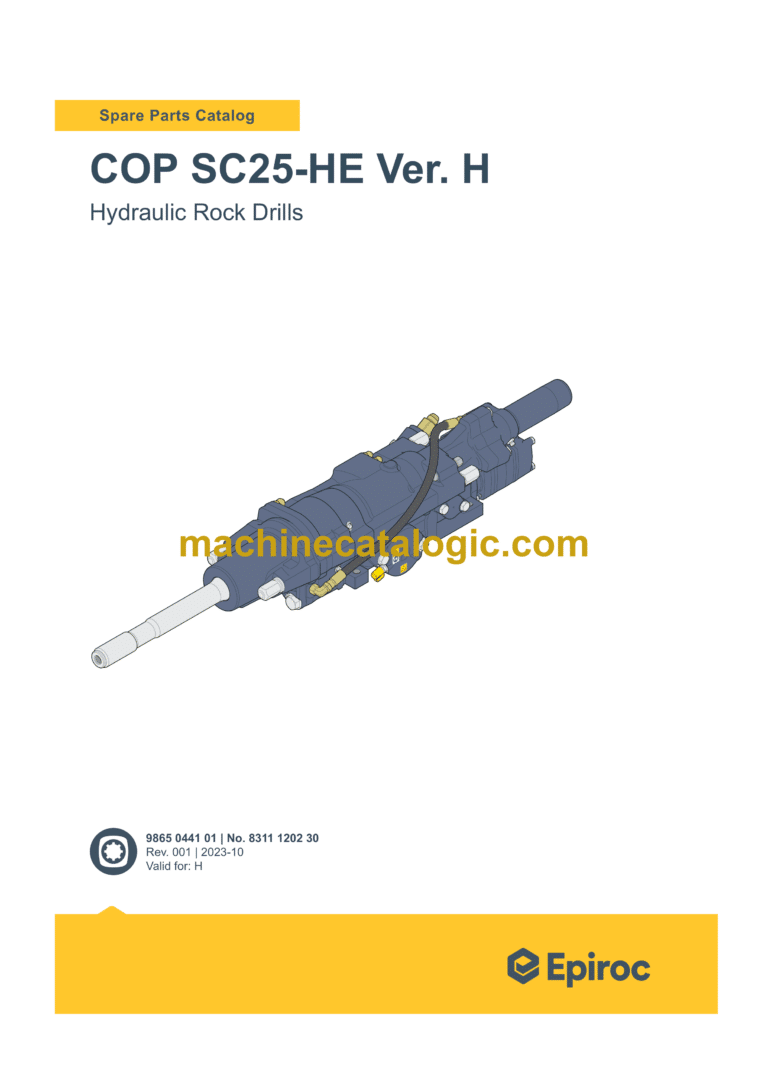 Epiroc COP SC25-HE Version H Hydraulic Rock Drills Parts Catalog