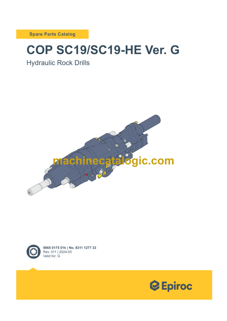 Epiroc COP SC19, SC19-HE Ver. G Hydraulic Rock Drills Parts Catalog