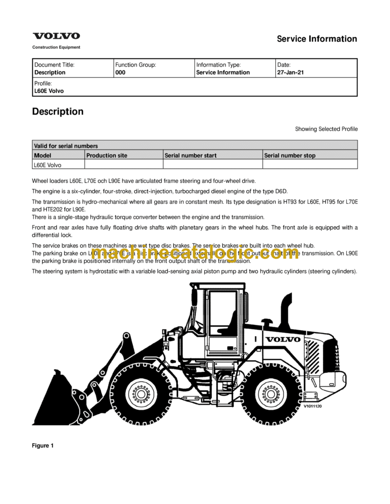 Volvo L60E Wheel Loader Service & Repair Manual