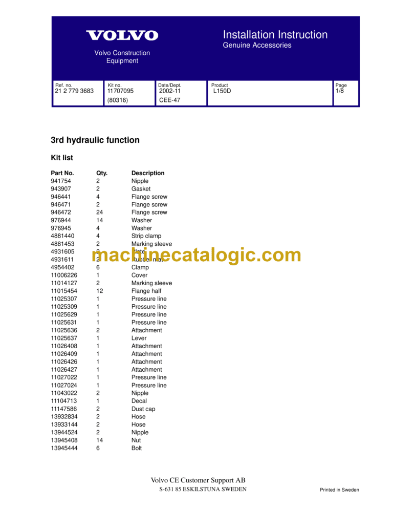 Volvo L150D Wheel Loader Service & Repair Manual