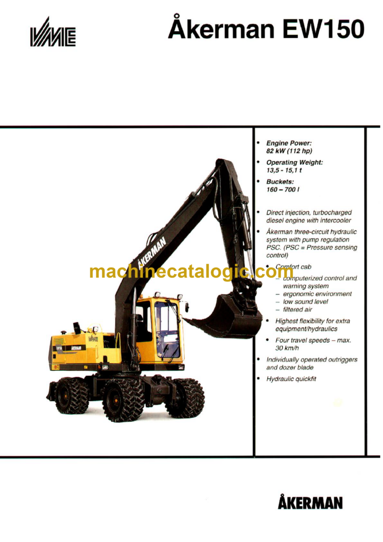 Volvo EW150 Akerman Hydraulic Wheel Excavator Service & Repair Manual