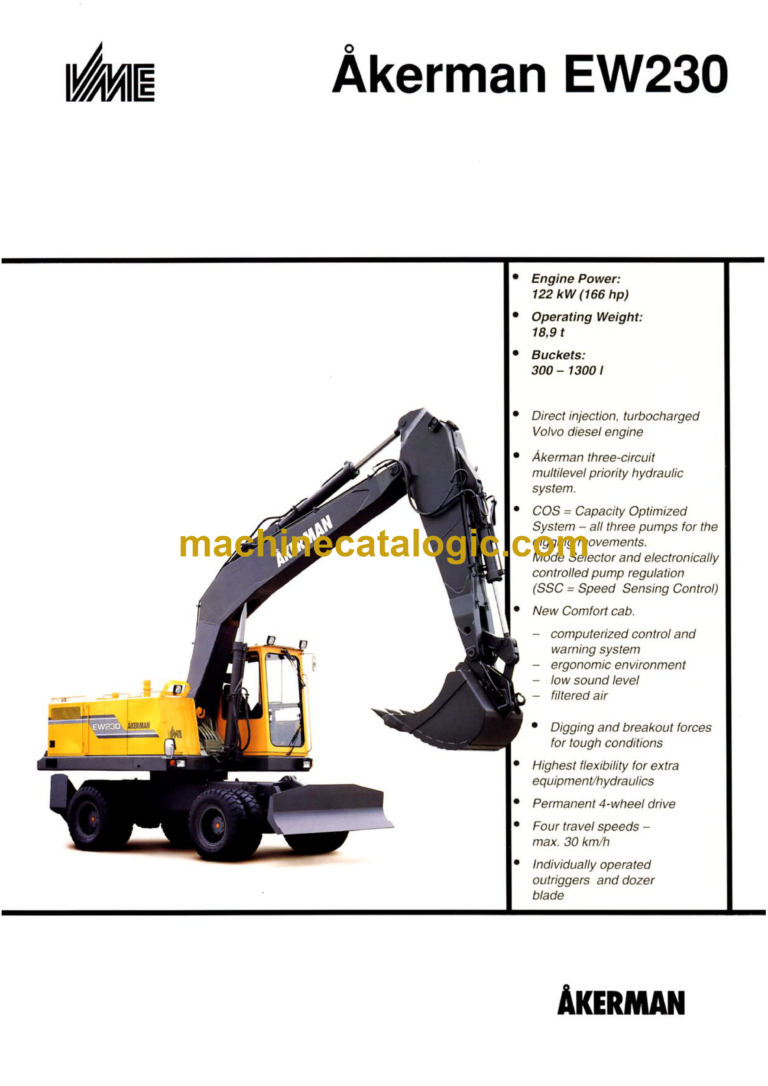 Volvo EW230 Akerman Hydraulic Wheel Excavator Service & Repair Manual