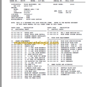 Link Belt Cranes 218HSL Luffer Parts Catalog