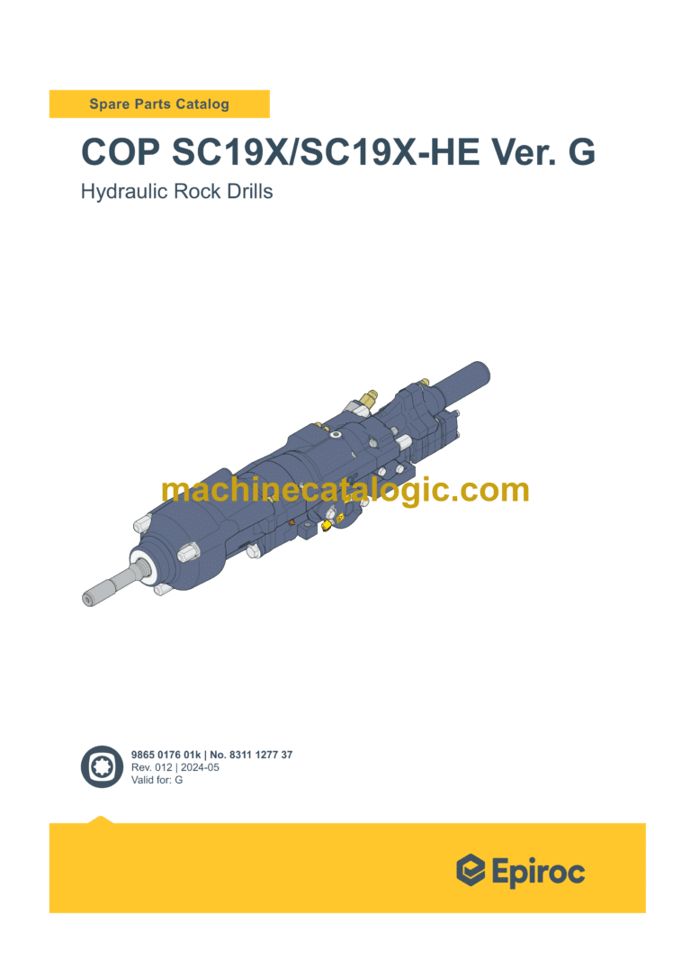 Epiroc COP SC19X, SC19X-HE Ver. G Hydraulic Rock Drills Parts Catalog