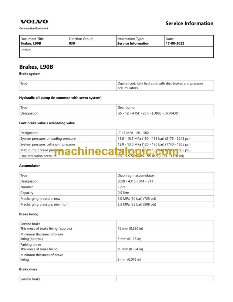 Volvo BM L90B Wheel Loader Service & Repair Manual