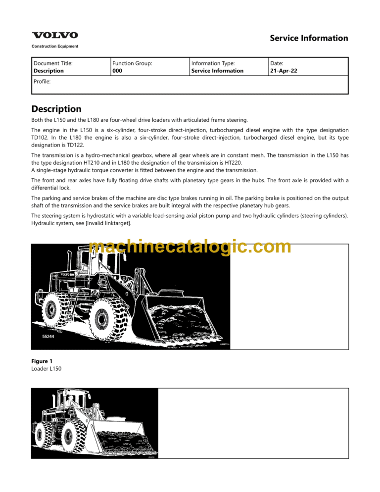 Volvo L150C LB Wheel Loader Service & Repair Manual