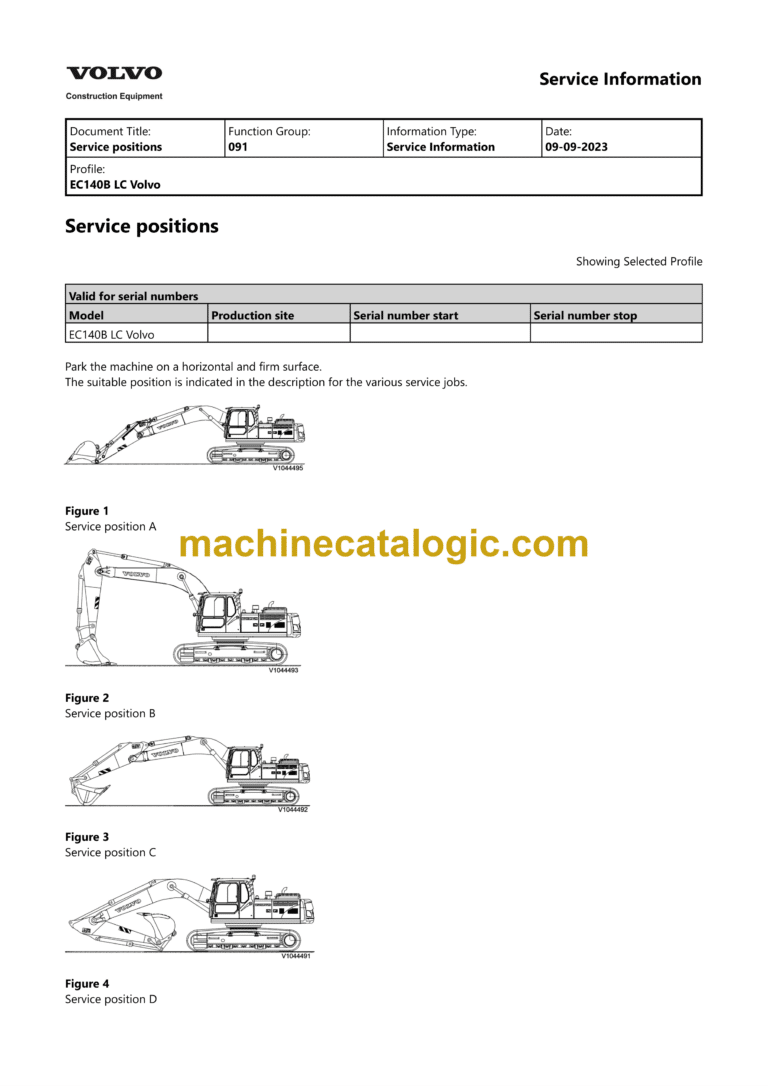 Volvo EC140B LC Hydraulic Crawler Excavator Service & Repair Manual