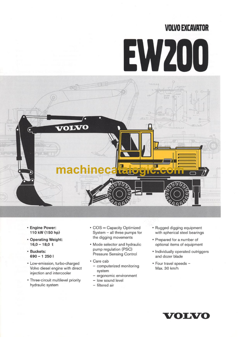 Volvo EW200 Hydraulic Wheel Excavator Service & Repair Manual