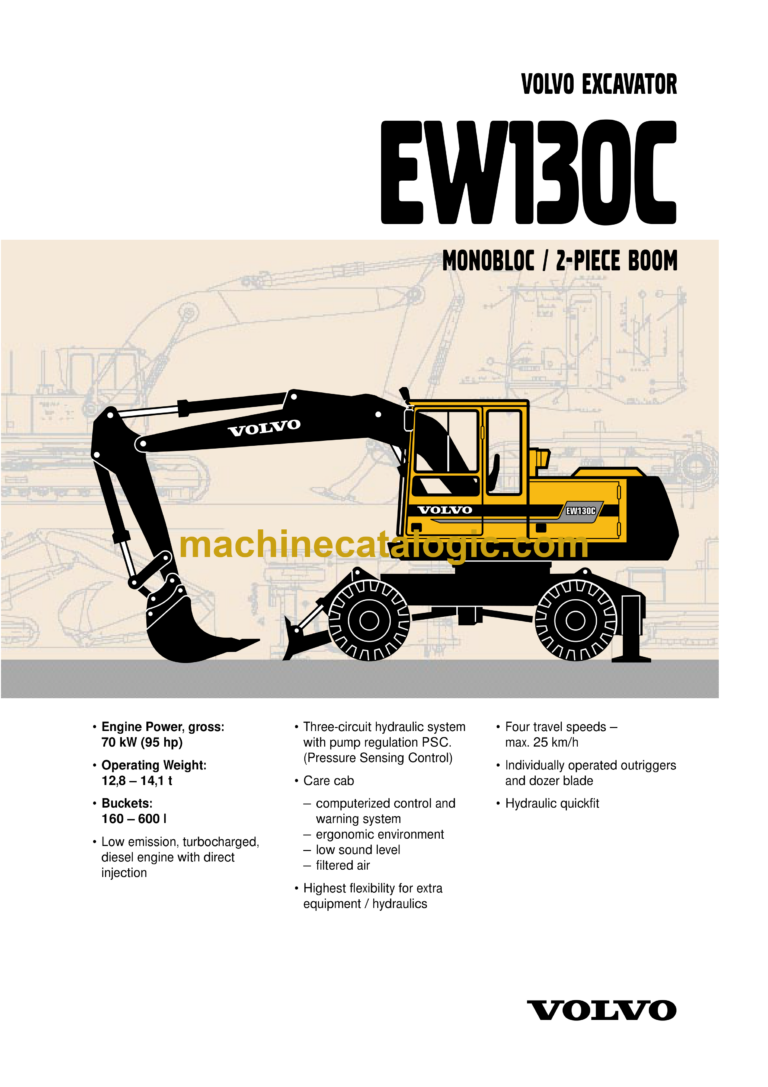 Volvo EW130C Hydraulic Wheel Excavator Service & Repair Manual