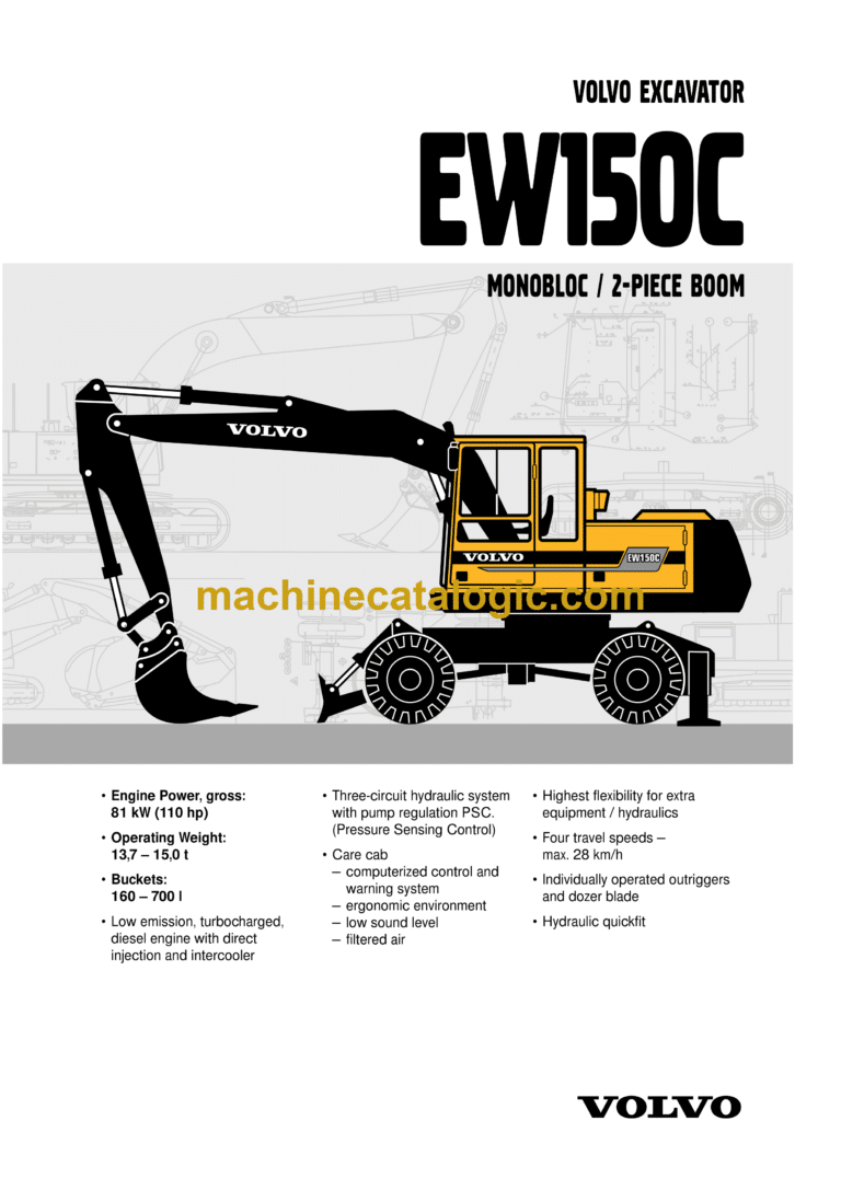 Volvo EW150C Akerman Hydraulic Wheel Excavator Service & Repair Manual