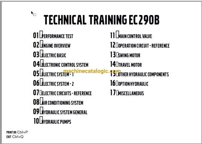 Volvo EC290B Hydraulic Crawler Excavator Technical Training