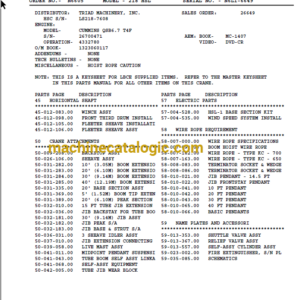 Link Belt Cranes 218HSL Parts Catalog