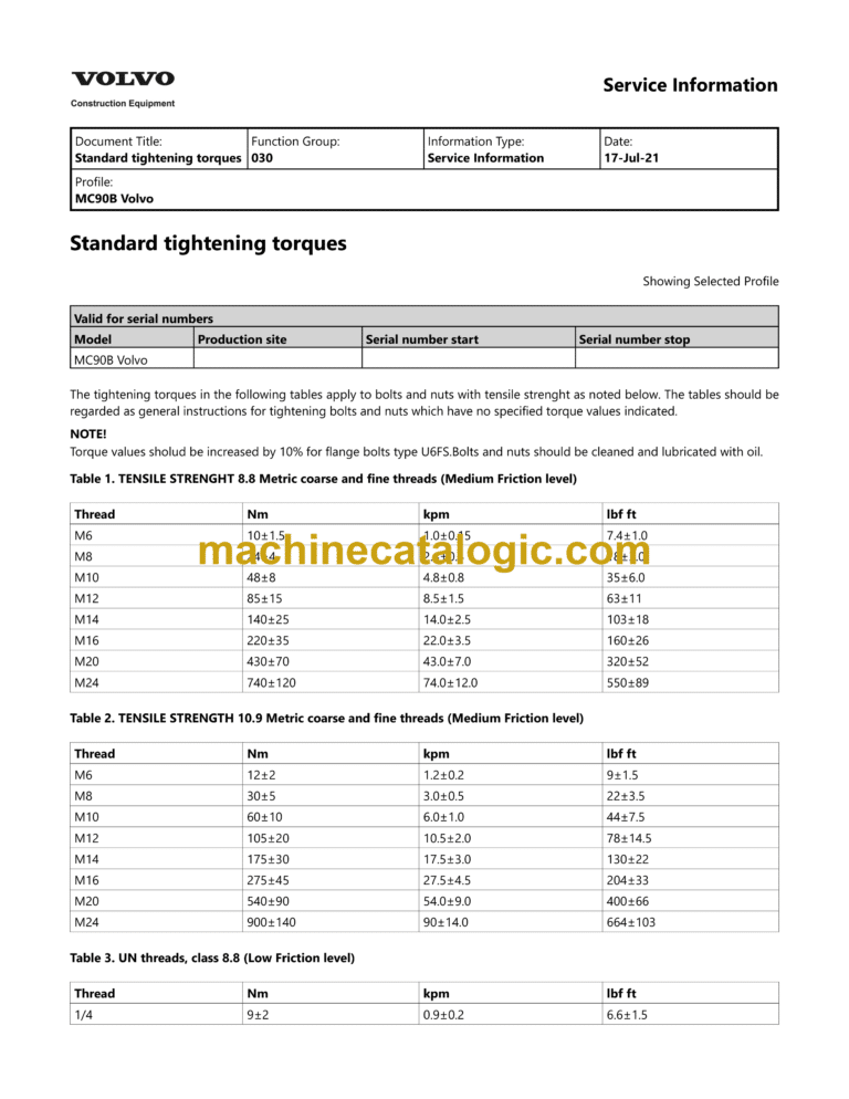 Volvo MC90B Skid Steer Loader Service & Repair Manual