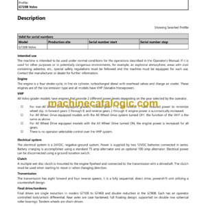 Volvo G720B Motor Grader Service and Repair Manual
