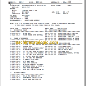 Link Belt Cranes 228HSL Parts Catalog