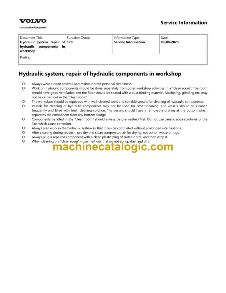 Volvo EC390 Hydraulic Wheel Excavator Service & Repair Manual