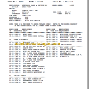 Link Belt Cranes 248HSL Parts Catalog