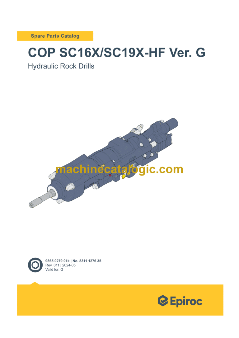 Epiroc COP SC16X, SC19X-HF Version G Hydraulic Rock Drills Parts Catalog