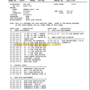 Link Belt Cranes 298HSL Parts Catalog