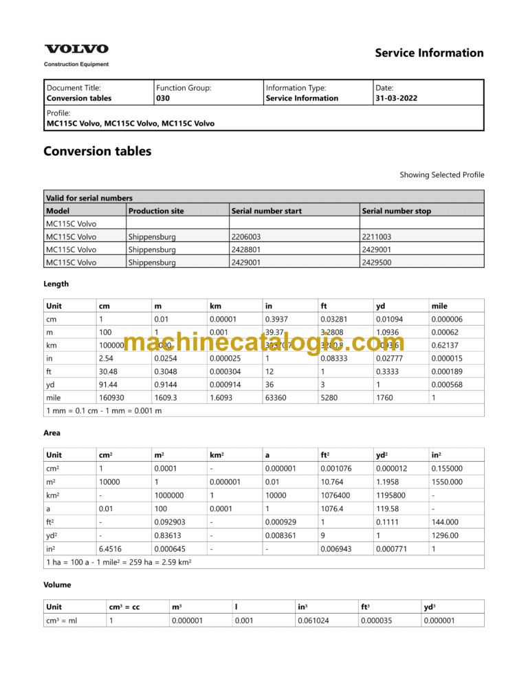 Volvo MC115C Skid Steer Loader Service and Repair Manual