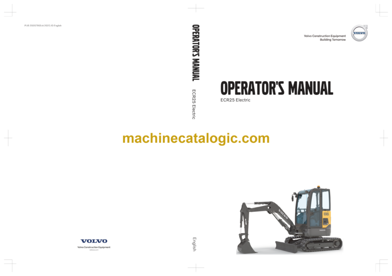 Volvo ECR25 Electric Wheeled Excavator Operator's Manual