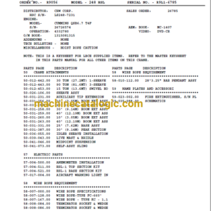 Link Belt Cranes 298HSL-2 Parts Catalog