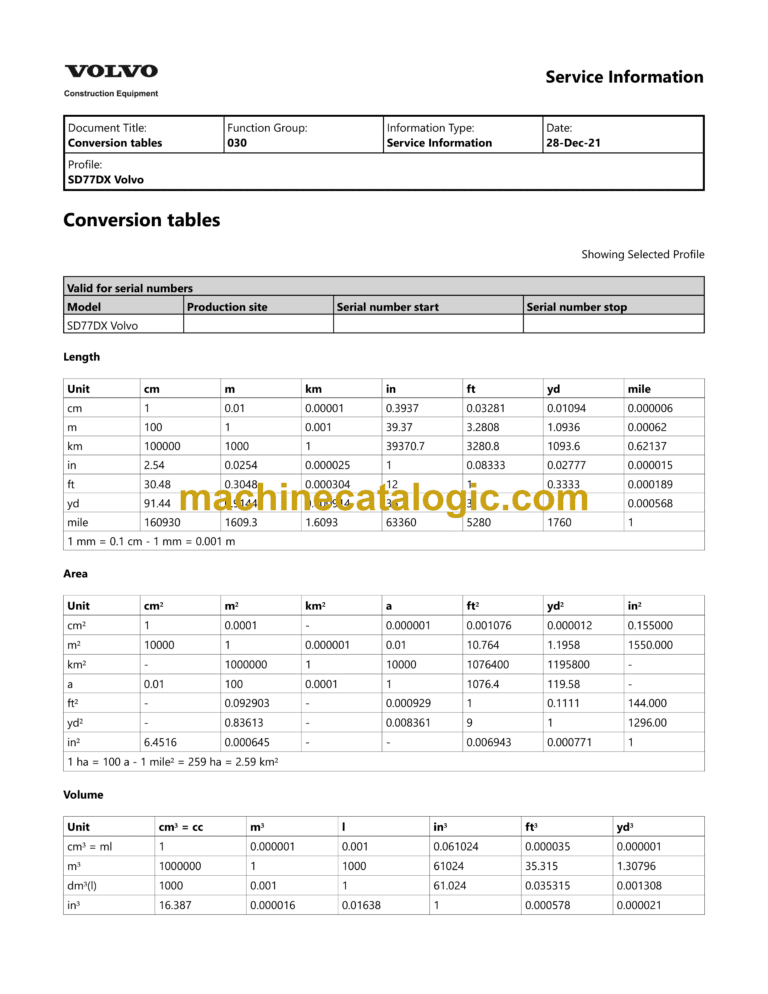 Volvo SD77DX Soil Compactor Service and Repair Manual