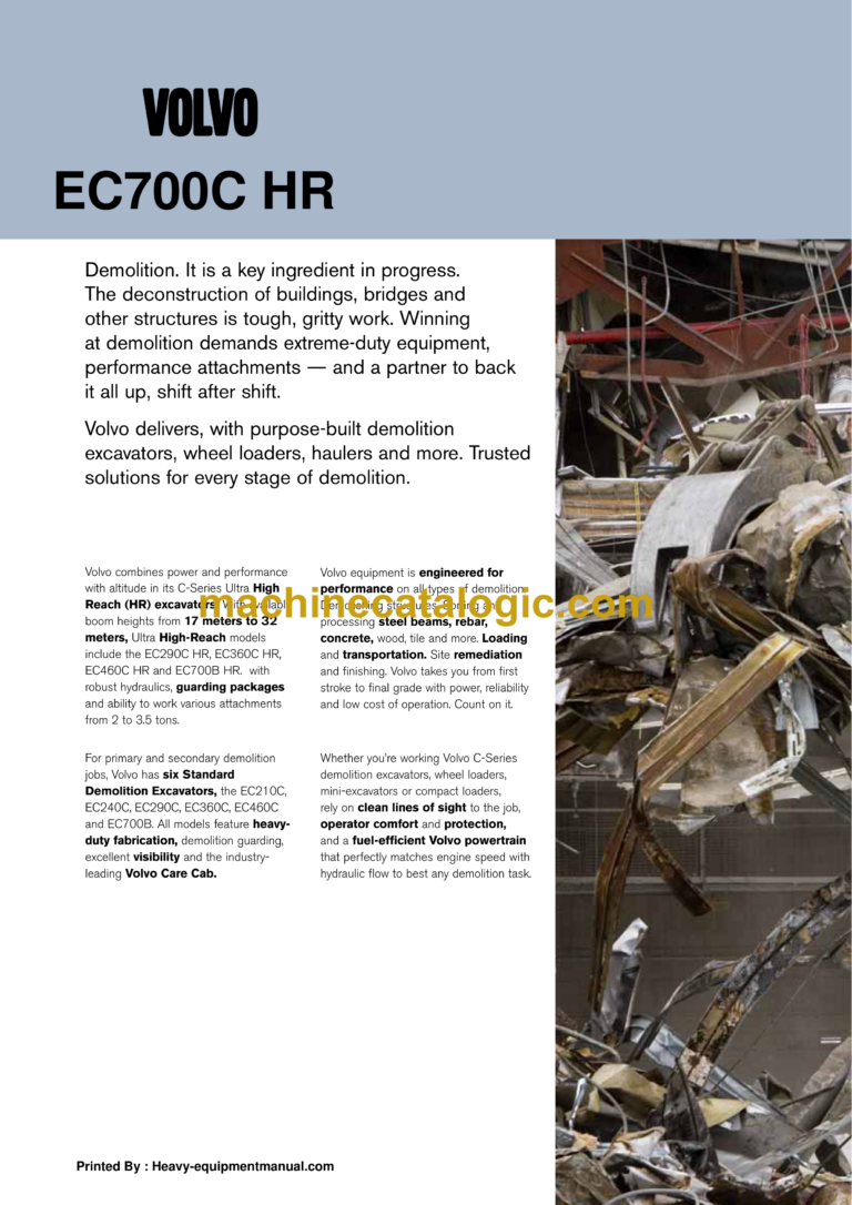 Volvo EC700C HR Hydraulic Crawler Excavator Service & Repair Manual