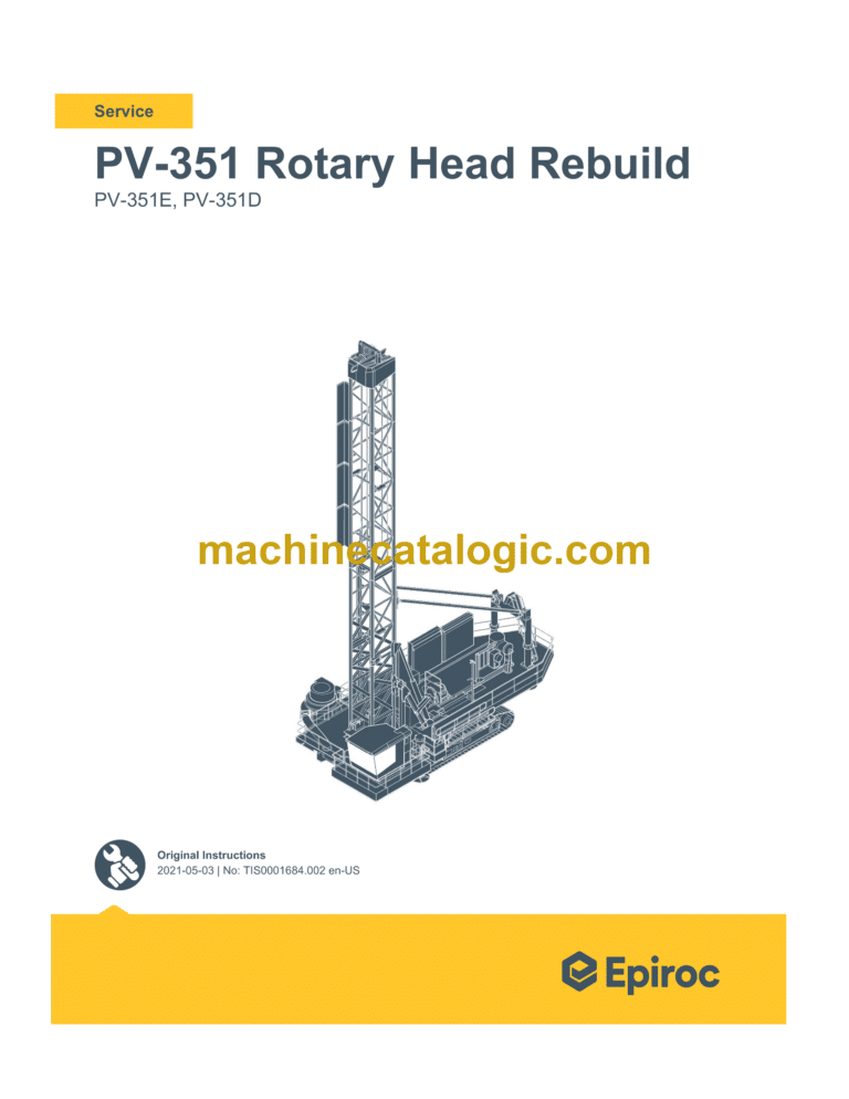 Epiroc PV-351E, PV-351D Rotary Head Rebuild Service Manual