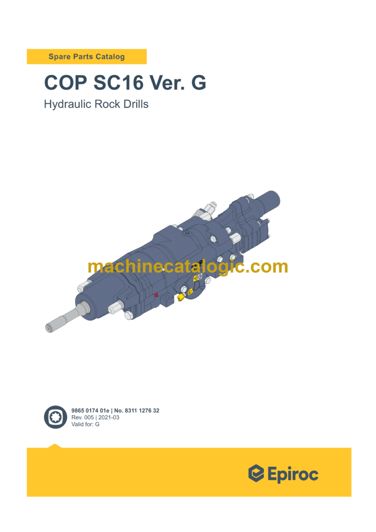 Epiroc COP SC16 Version G Hydraulic Rock Drills Parts Catalog