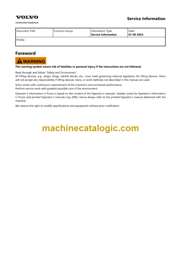 Volvo G940 Motor Grader Operator's Manual