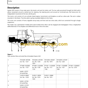 Volvo A30 Articulated Hauler Dump Truck Service & Repair Manual