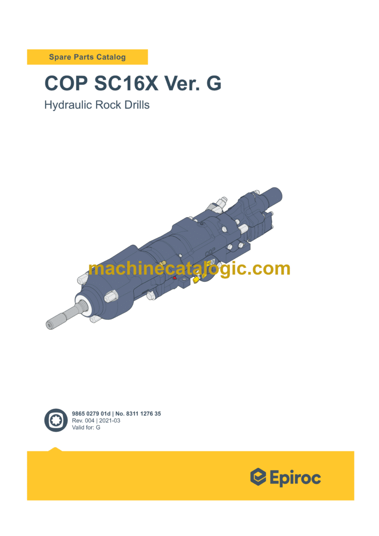Epiroc COP SC16X Version G Hydraulic Rock Drills Parts Catalog