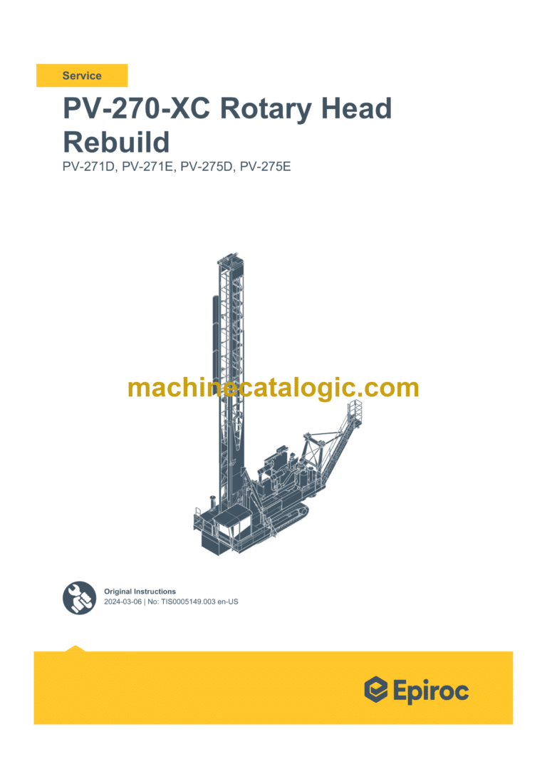 Epiroc PV-271D, PV-271E, PV-275D, PV-275E PV-270-XC Rotary Head Rebuild Service Manual