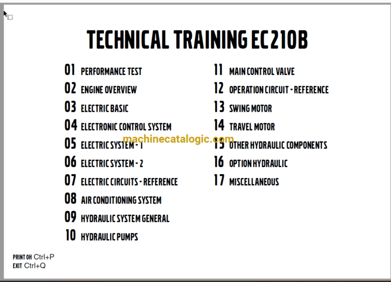 Volvo EC210B Hydraulic Crawler Excavator Technical Training