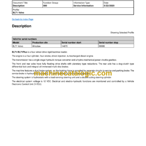 Volvo BL71 Backhoe Loader Service and Repair Manual