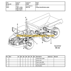 Volvo A35D Articulated Hauler Dump Truck Parts Manual