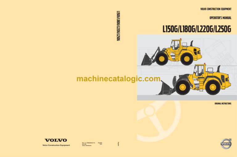 Volvo L150G, L180G, L220G, L250G Wheel Loader Operator's Manual