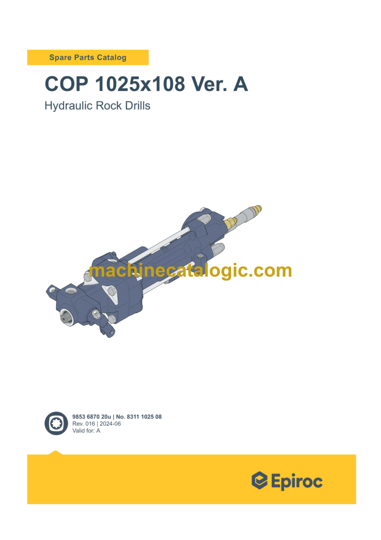 Epiroc COP 1025x108 Version A Hydraulic Rock Drills Parts Catalog